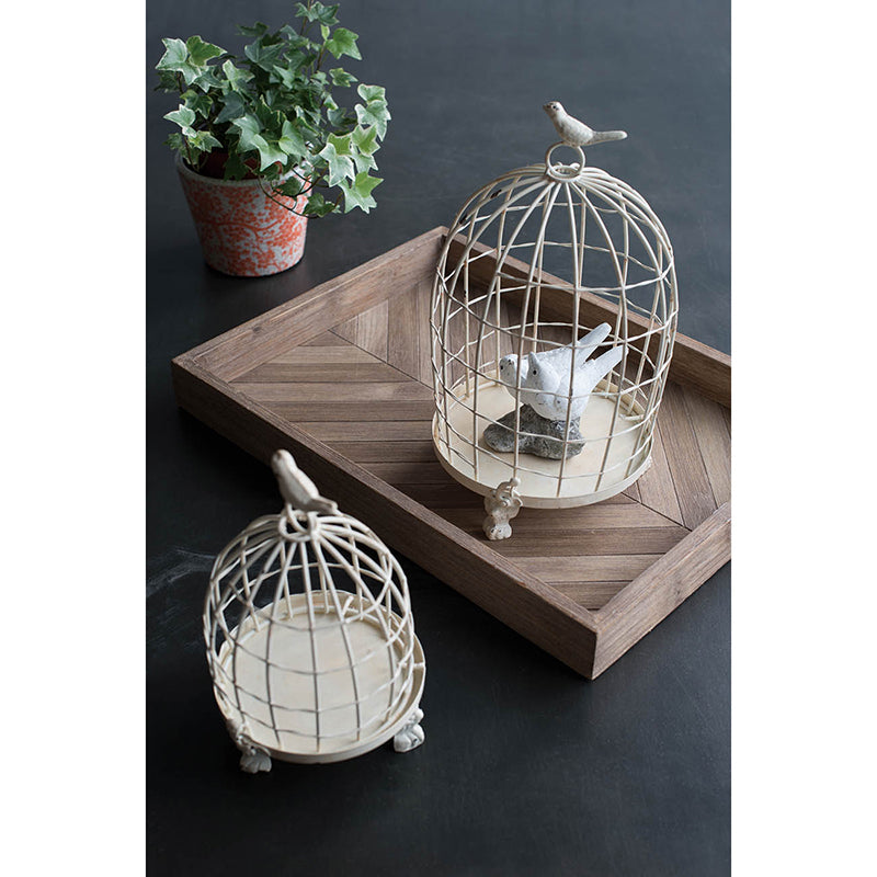 S 2 Stella Decorative Birdcages With Bird Finial Cream Iron