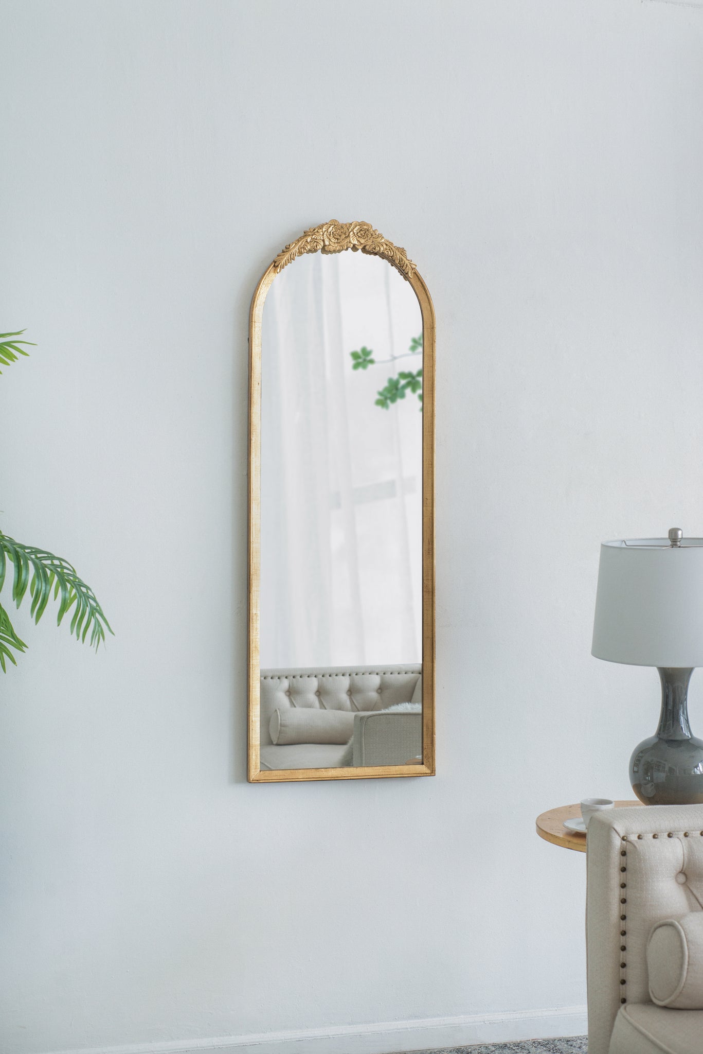 19"x56" Wood Floor Mirror, Full Body Mirror Dressing gold-wood+glass