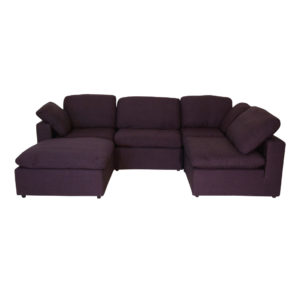 Harper Luxe Navy Sectional 6 Seat Configuration Navy Wood Linen