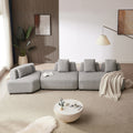 Contemporary 3 Piece Sectional Sofa Free Convertible Sofa With Four Removable Pillows For Living Room, Grey Grey Foam Boucle