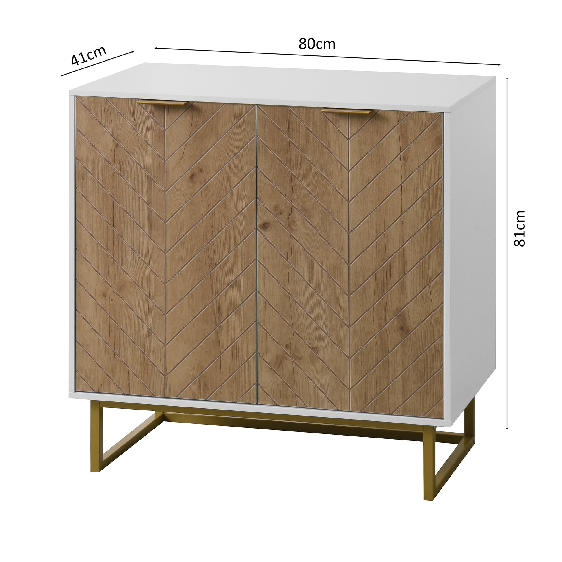 White And Gold Storage Cabinet With 2 Doors, Modern Buffet Sideboard Cabinet, Kitchen Buffet Cabinet With Storage Sideboard Buffet For Living Room Multicolor Particle Board