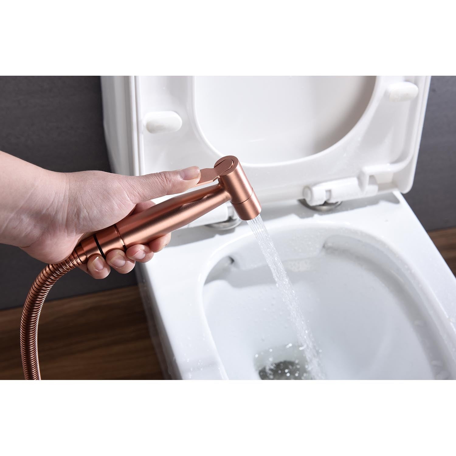 Bidet Sprayer For Toilet, Handheld Cloth Diaper Sprayer Rose Gold Metal