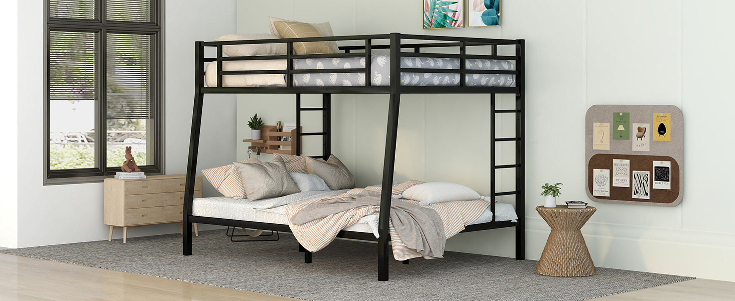 Metal Full Xl Over Queen Bunk Bed For Teens And Adults,Space Saving Noise Reduced No Box Spring Needed, Old Sku W1307S00015 Expect Arrive Date 2024 3 24 Black Metal