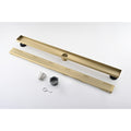 30 Inches Linear Shower Drain, Included Hair Strainer And Leveling Feet Brushed Gold Stainless Steel