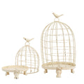 S 2 Stella Decorative Birdcages With Bird Finial Cream Iron