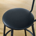 Round Bar Table And Stool Set With Shelf, Upholstered Stool With Backrest, Rustic Brown, 24.17
