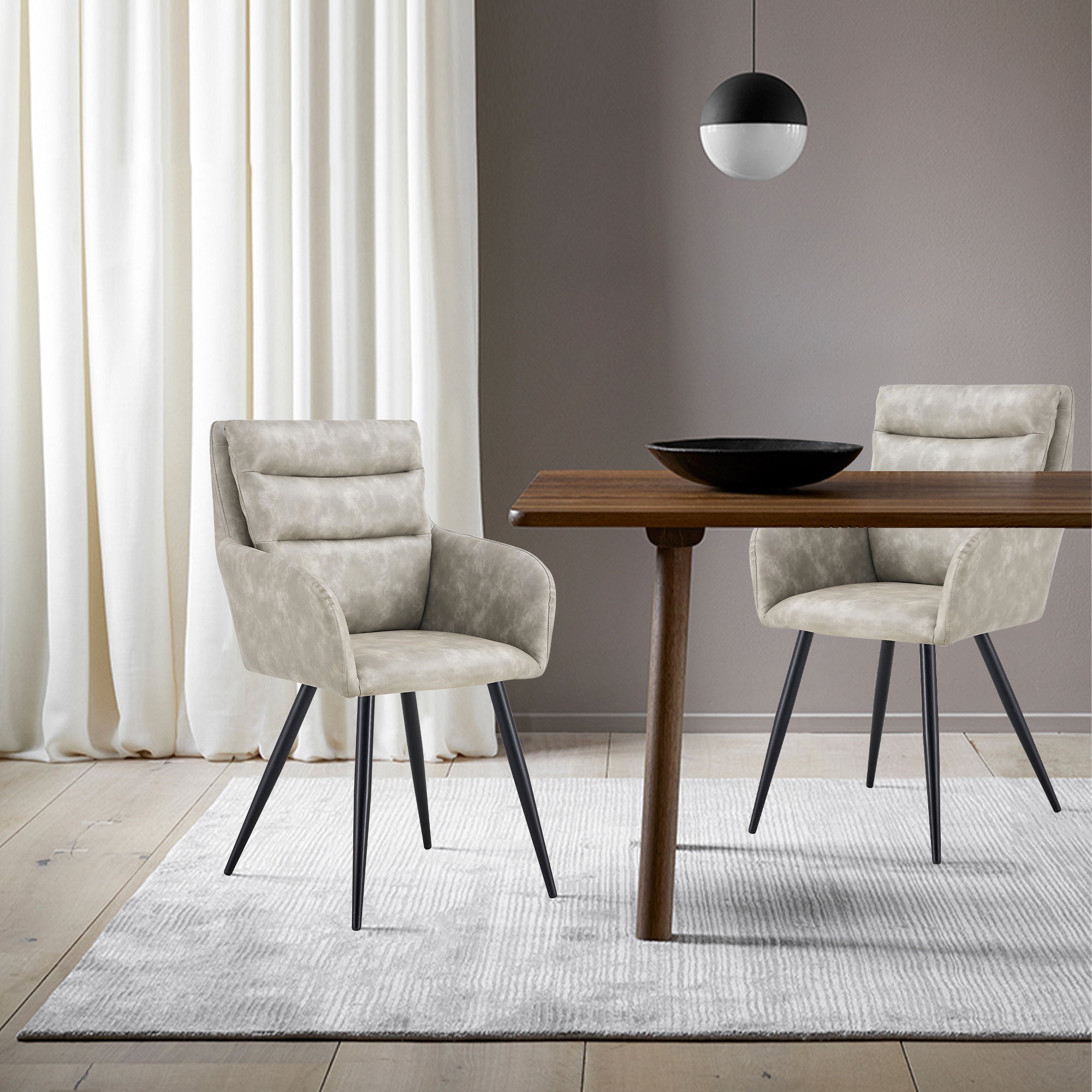 Light gray Modern PU easy cleaning Dining Chairs Set metal-solid-light grey-dining room-sponge-dry
