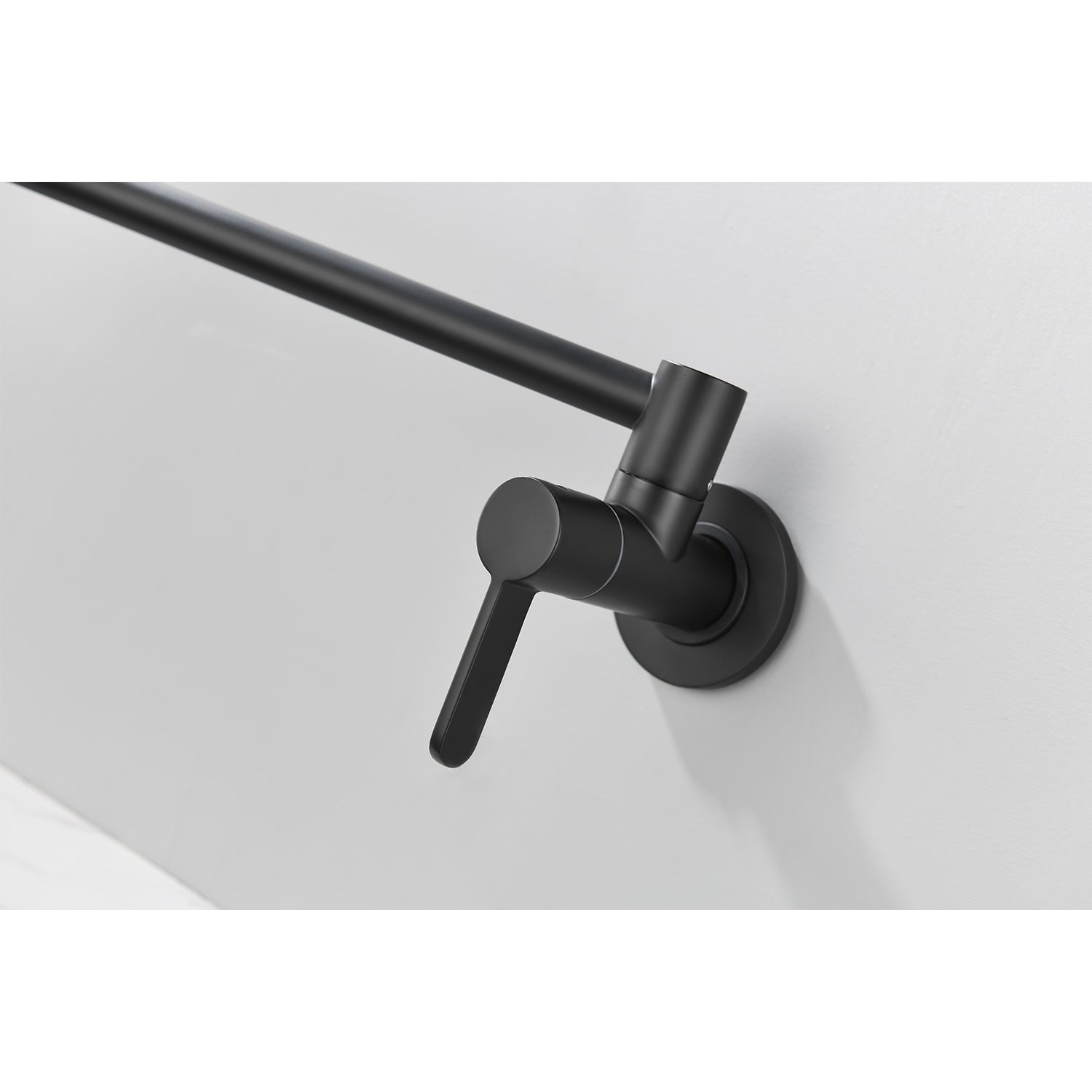 Wall Mount Folding Kitchen Pot Filler Faucet Matte Black Brass