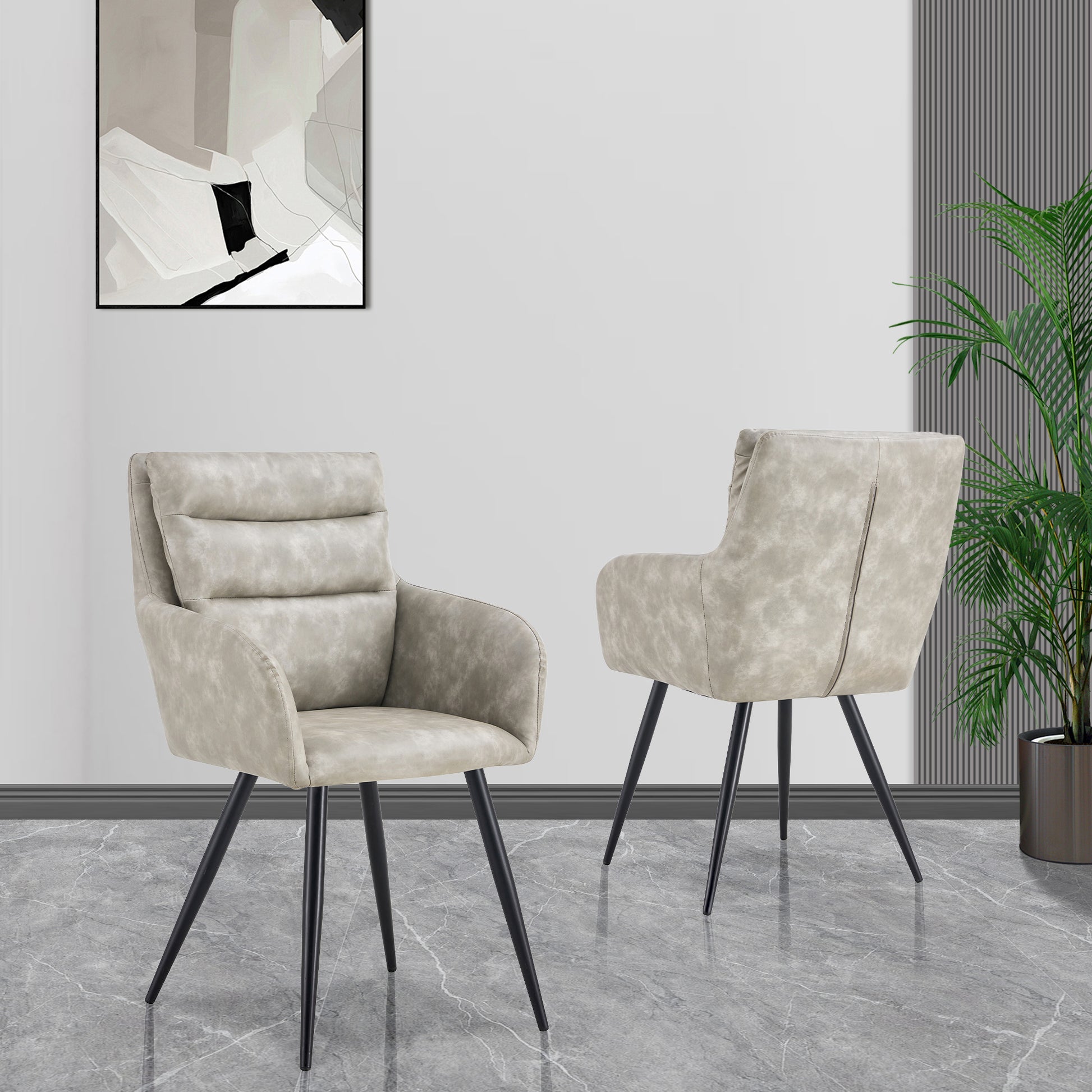 Light Gray Modern Pu Easy Cleaning Dining Chairs Set Of 2 Handy Comfortable Chairs Living Room Chairs Upholstered Chair With Black Metal Legs For Dining Room Kitchen Bedroom And Living Room Metal Solid Light Grey Dining Room Sponge Dry Clean Rectangular