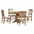 5 Piece Retro Functional Dining Set, 1 Extendable Table With A 16 Inch Leaf And 4 Upholstered Chairs For Dining Room And Kitchen Walnut Walnut Solid Wood