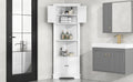 Tall Bathroom Storage Cabinet, Corner Cabinet With Doors And Adjustable Shelf, Mdf Board, White White Mdf