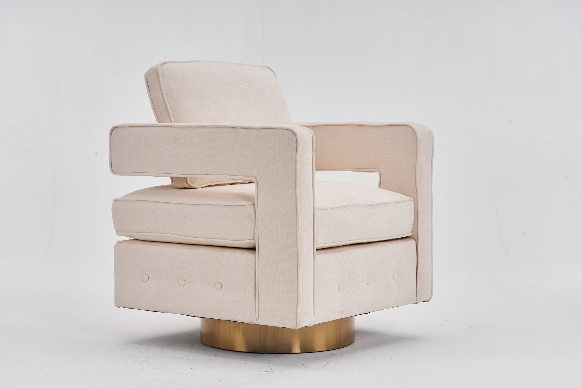 Swivel Barrel Chair For Living Room,360 Degree Swivel Club Modern Accent Single Sofa Chair, Small Leisure Arm Chair For Nursery, Hotel, Bedroom, Office Beige Primary Living Space Modern Linen