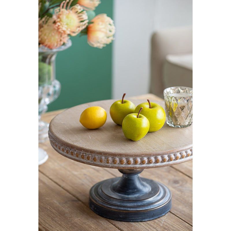 D14X7.5" Wooden Display Stand With Beaded Trim Black Brown Mdf