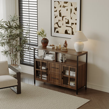 Living Room Shelves, With Two Storage Rooms, Storage Box, Modern Kitchen Utensils Cabinet, Self Service Wooden Storage Cabinet, Corridor Dining Room Transparent Glass Cabinet Brown Particle Board