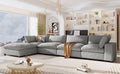 Upholstered Oversize Modular Sofa With Removable Ottoman,Sectional Sofa For Living Room Apartment 5 Seater Grey Polyester 5 Seat