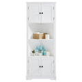 Tall Bathroom Storage Cabinet, Corner Cabinet With Doors And Adjustable Shelf, Mdf Board, White White Mdf