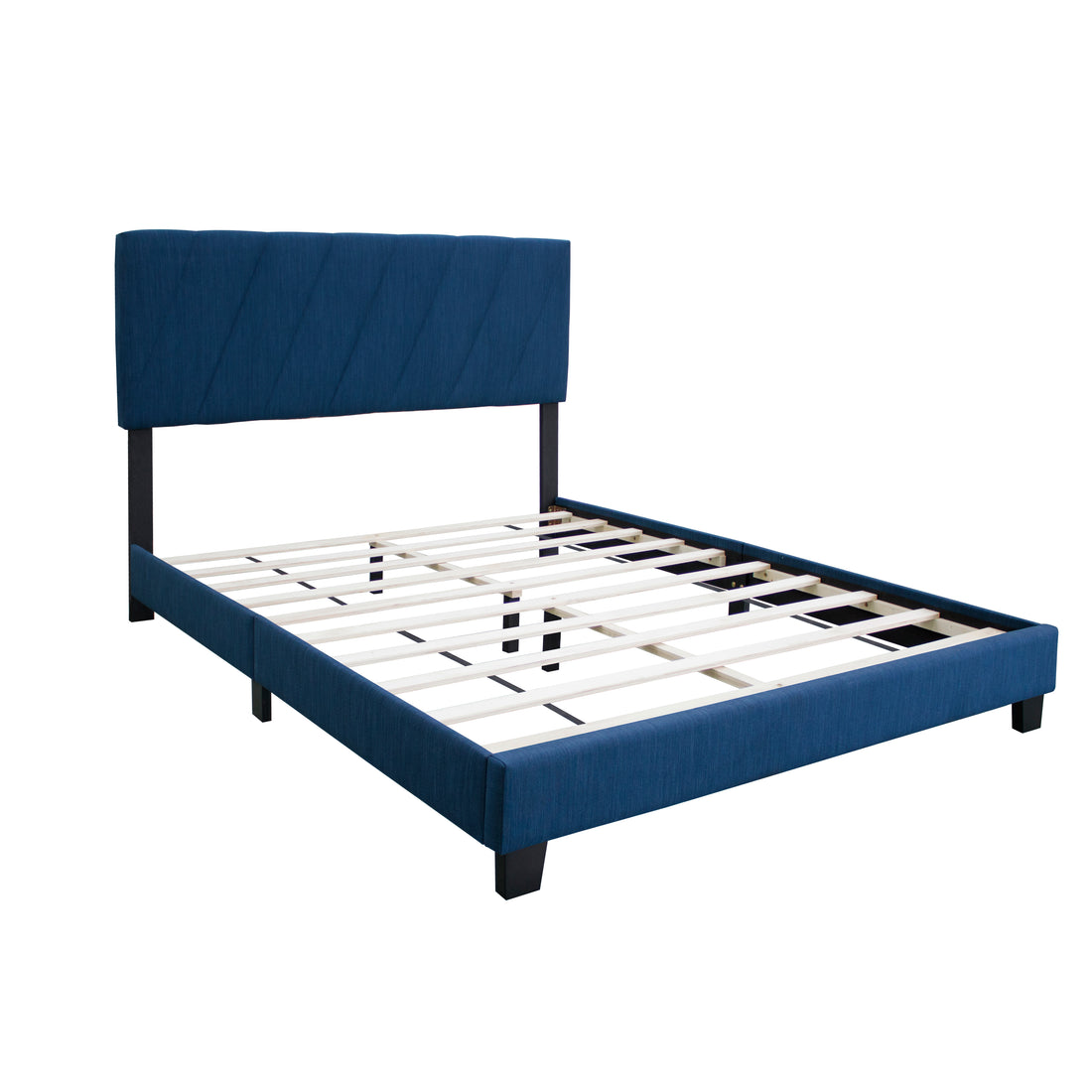 Blue Queen Adjustable Upholstered Bed Modern Minimalist Top Styles Box Spring Not Required Queen Blue Wood Espresso Bedroom Contemporary,Minimalist,Modern,Shabby Chic Rubberwood Adjustable Bedbase Fiber Foam And Polyester Fiber Pad Linen Upholstered