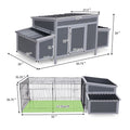 Outdoor Wood Chicken Coop With Wire Mesh Run, Nesting Boxes, Large Poultry House For 3 4 Chickens, Gray And Black Black Gray Metal & Wood