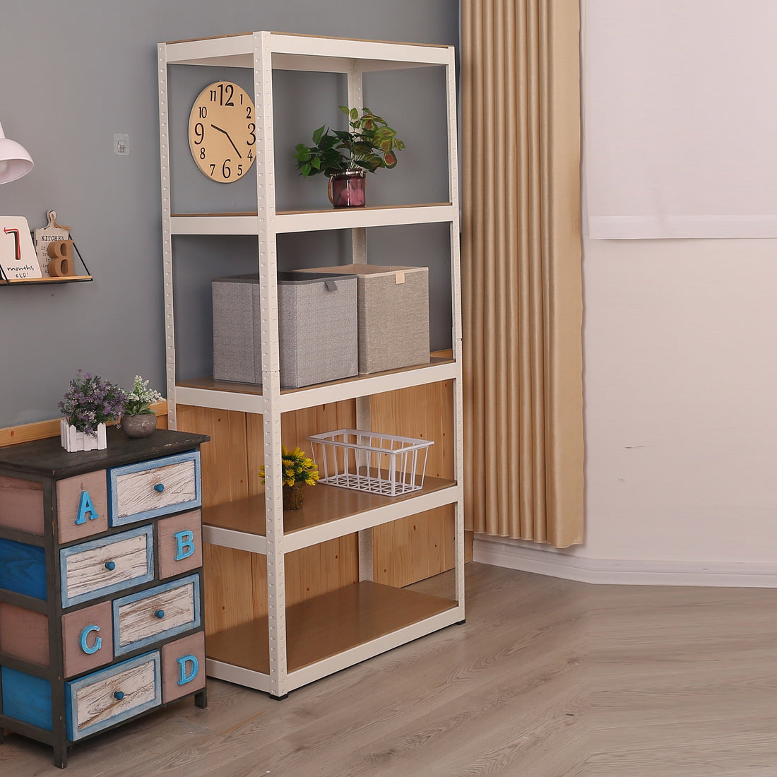 Storage Shelves 5 Tier Adjustable Garage Storage Shelving, Heavy Duty Metal Storage Utility Rack Shelf Unit For Warehouse Pantry Closet Kitchen, 23.6" X 15.7" X 47.2", White White Steel