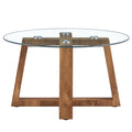 Modern Practical Circular Coffee And Tea Tables. Made Of Transparent Tempered Glass Tabletop And Wood Colored Mdf Material. Suitable For Living Rooms And Bedrooms.31.5