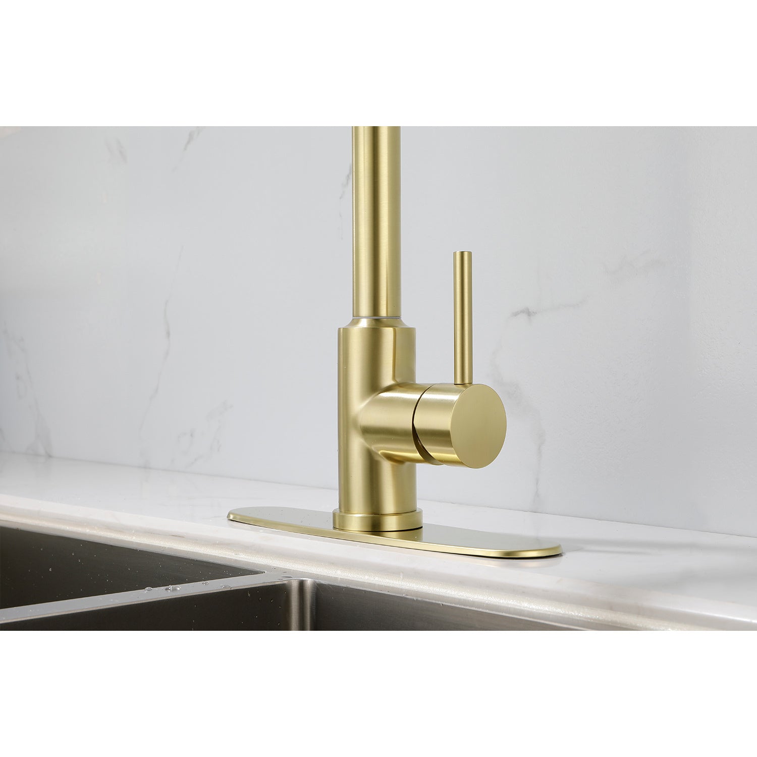 Kitchen Faucet With Pull Down Sprayer Brushed Gold Stainless Steel