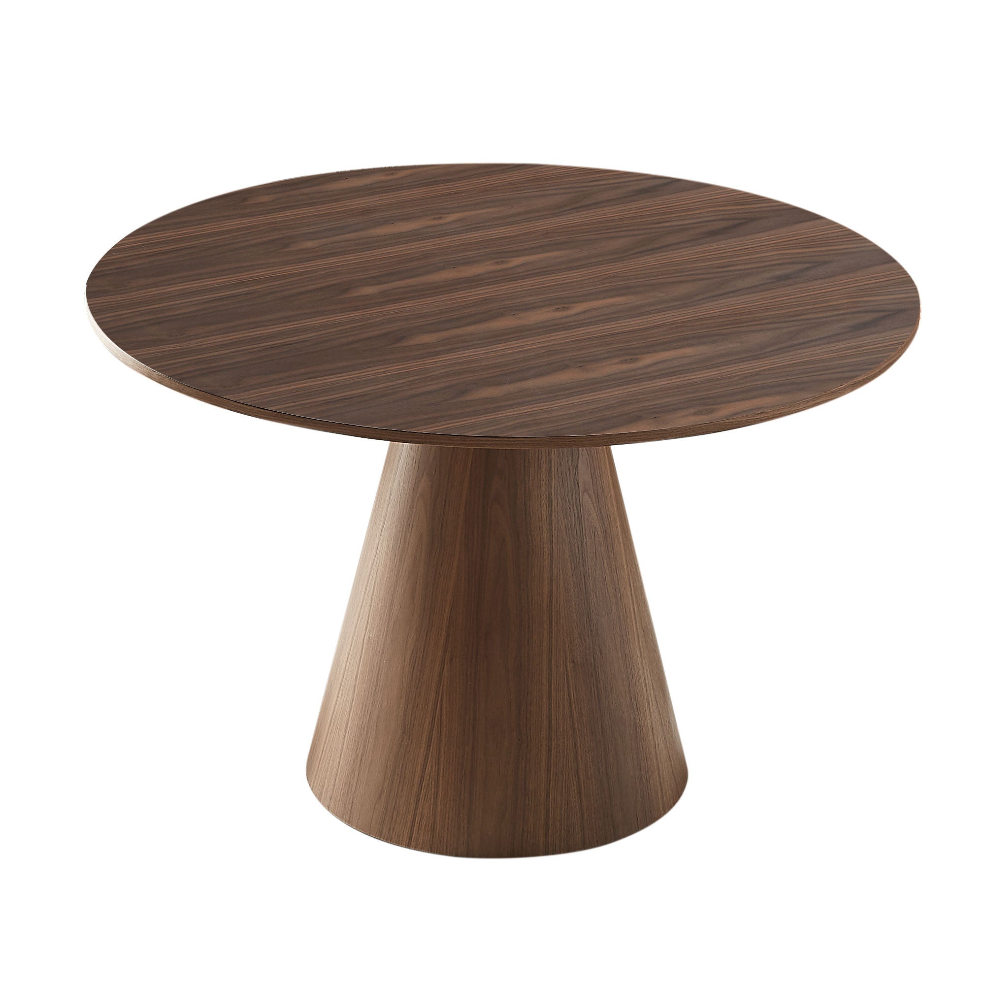 47.24'' Round Modern Style Mdf Wood Dining Table In Walnut Suitable For Kitchen, Living Room, Cafe, Milk Tea Shop Walnut Mdf