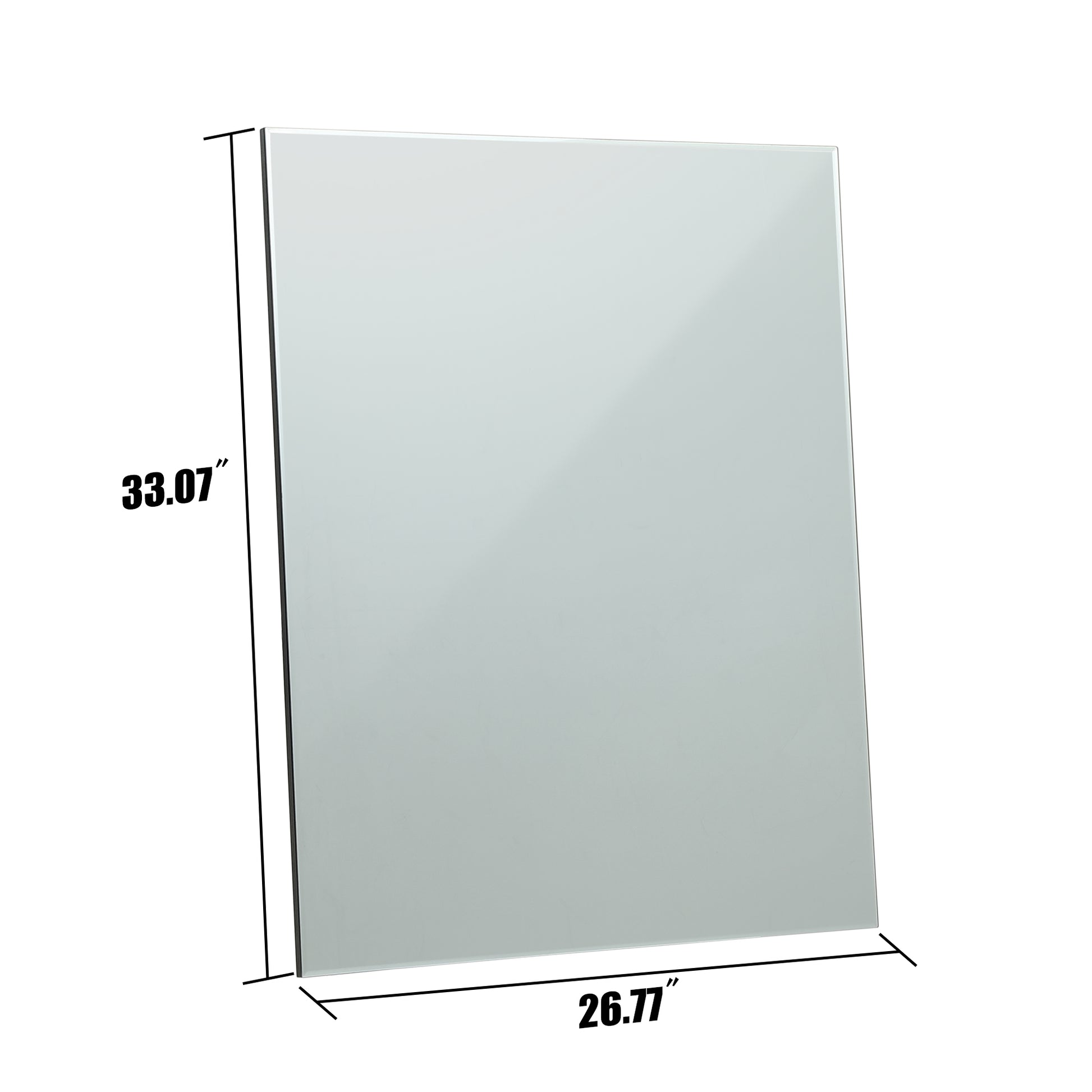 33.07"L X 26.77"W Mirror For Wall, Hanging Mirror For Salon, Barbershop, Bathroom, Bedroom Clear Glass