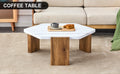 Modern Practical Mdf Coffee Table With White Tabletop And Wooden Toned Legs. Suitable For Living Rooms And Guest Rooms. White Mdf