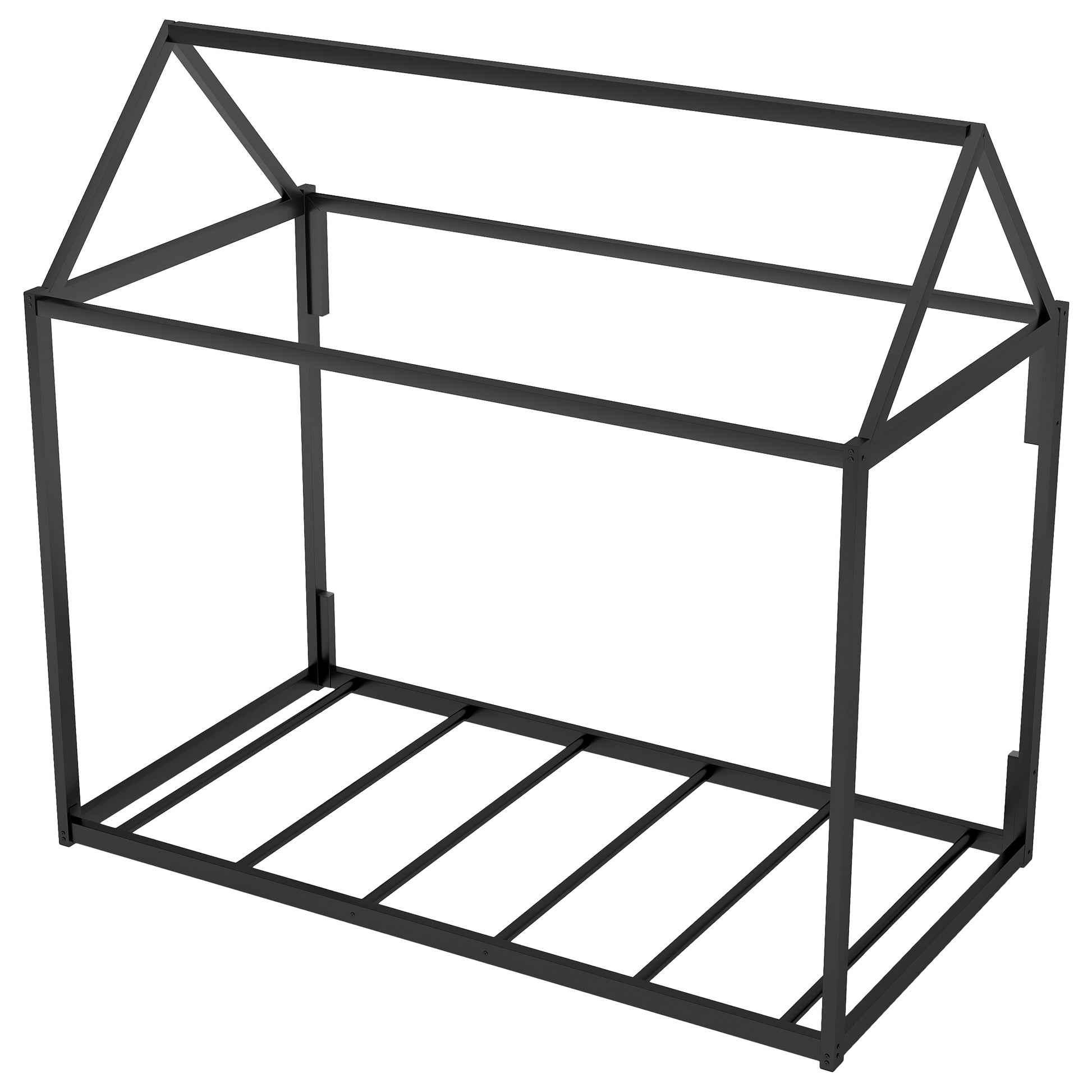 Metal House Shape Platform Bed, Twin Black Metal