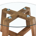 Modern Practical Circular Coffee And Tea Tables. Made Of Transparent Tempered Glass Tabletop And Wood Colored Mdf Material. Suitable For Living Rooms And Bedrooms.31.5