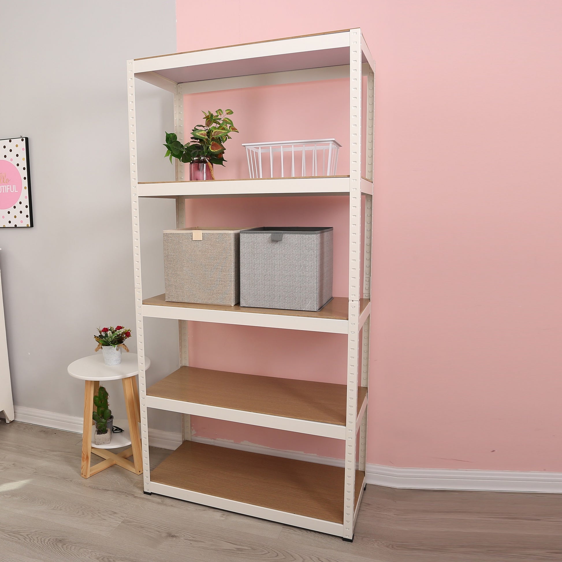 Storage Shelves 5 Tier Adjustable Garage Storage Shelving, Heavy Duty Metal Storage Utility Rack Shelf Unit For Warehouse Pantry Closet Kitchen, 23.6" X 15.7" X 47.2", White White Steel