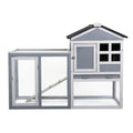 Indoor Outdoor Rabbit Hutch, Bunny Cage With Run, Pull Out Tray, Guinea Pig House For Small Animals, Gray Gray Metal & Wood