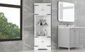 Tall Bathroom Storage Cabinet, Corner Cabinet with white-mdf