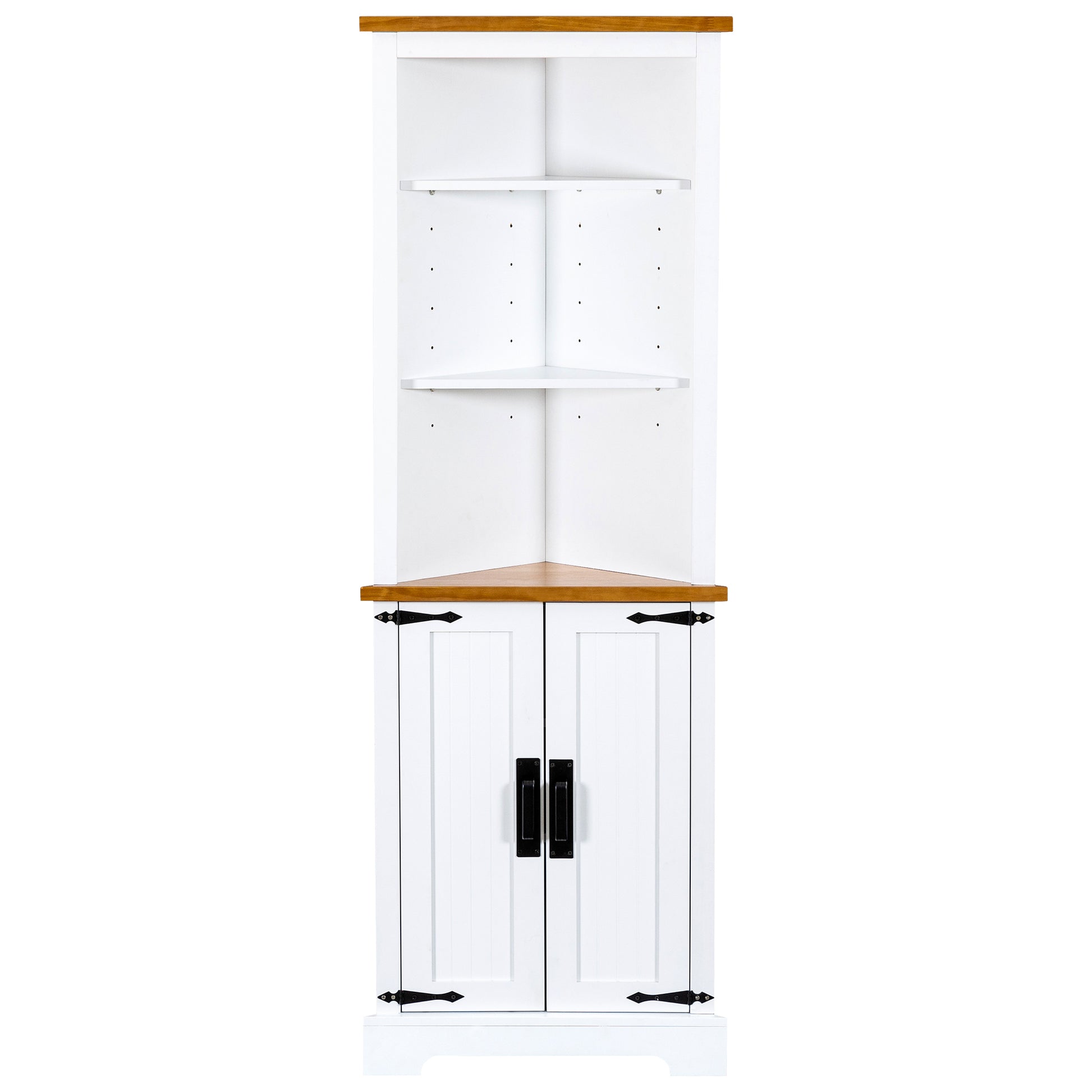 Corner Cabinet Dresser Cabinet Barcabinet Corner Bathroom Cabinet With 2 Doors And 3 Tier Shelves Free Standing Corner Storage Cabinet For Bathroom, Living Room, Bedroom Or Kitchen ,Color:White Brown 5 Or More Spaces Antique White Primary Living Space