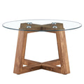 Modern Practical Circular Coffee And Tea Tables. Made Of Transparent Tempered Glass Tabletop And Wood Colored Mdf Material. Suitable For Living Rooms And Bedrooms.31.5