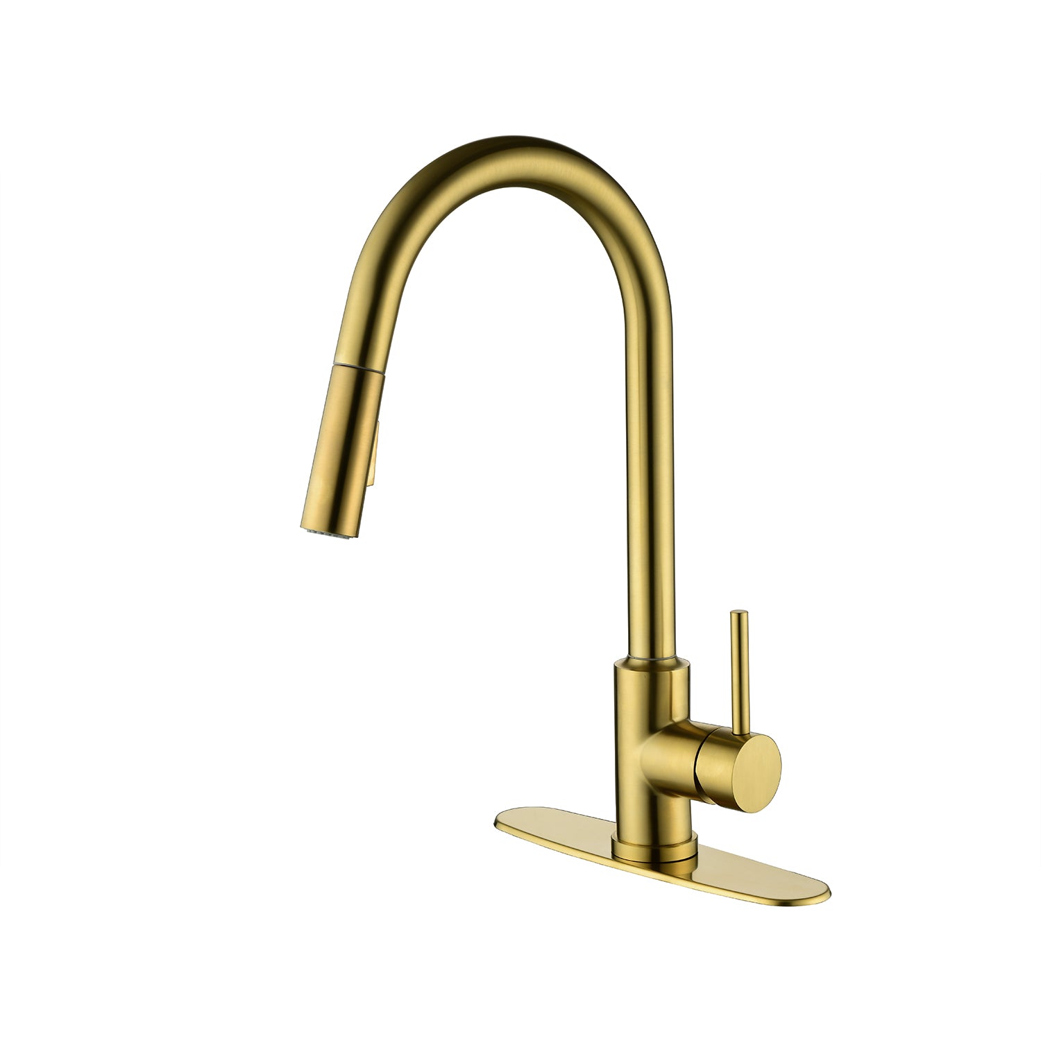 Kitchen Faucet With Pull Down Sprayer Brushed Gold Stainless Steel