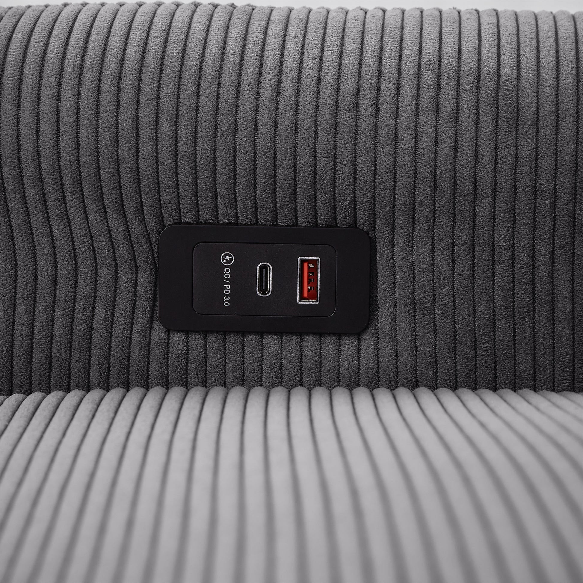 57.48" Pull Out Sofa Bed Convertible Couch 2 Seat Loveseat Sofa Modern Sleeper Sofa With Two Throw Pillows And Usb Ports For Living Room, Dark Grey Old Sku:Wf317760Aar Dark Grey Foam Corduroy 2 Seat