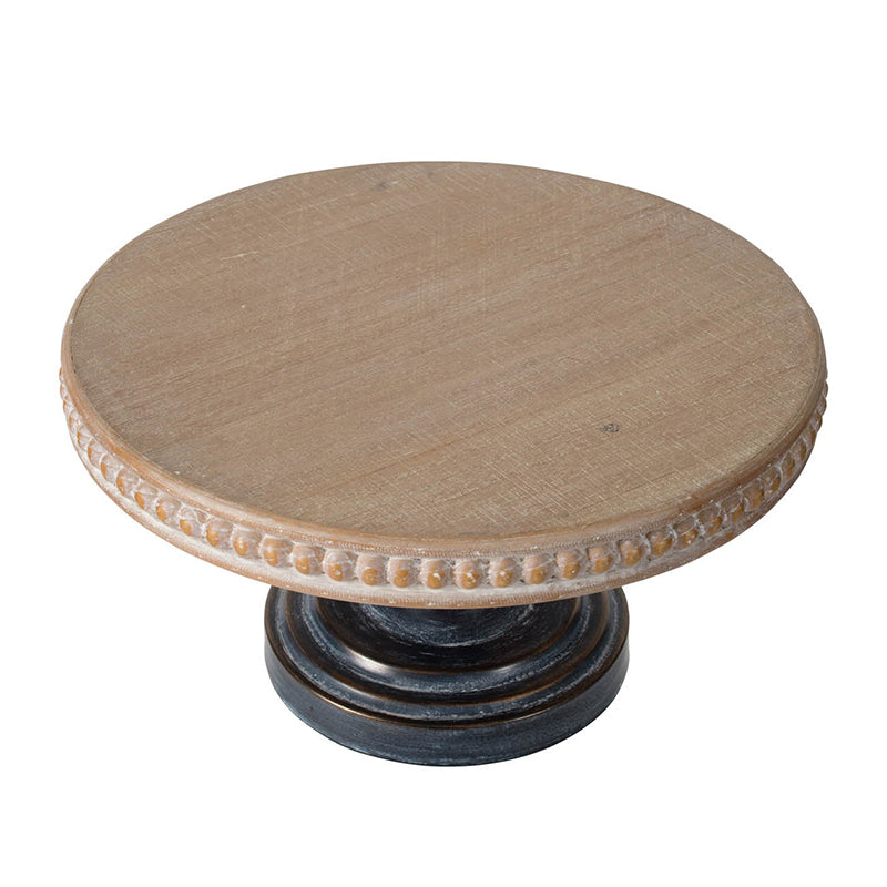 D14X7.5" Wooden Display Stand With Beaded Trim Black Brown Mdf
