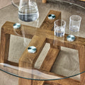 Modern Practical Circular Coffee And Tea Tables. Made Of Transparent Tempered Glass Tabletop And Wood Colored Mdf Material. Suitable For Living Rooms And Bedrooms.31.5