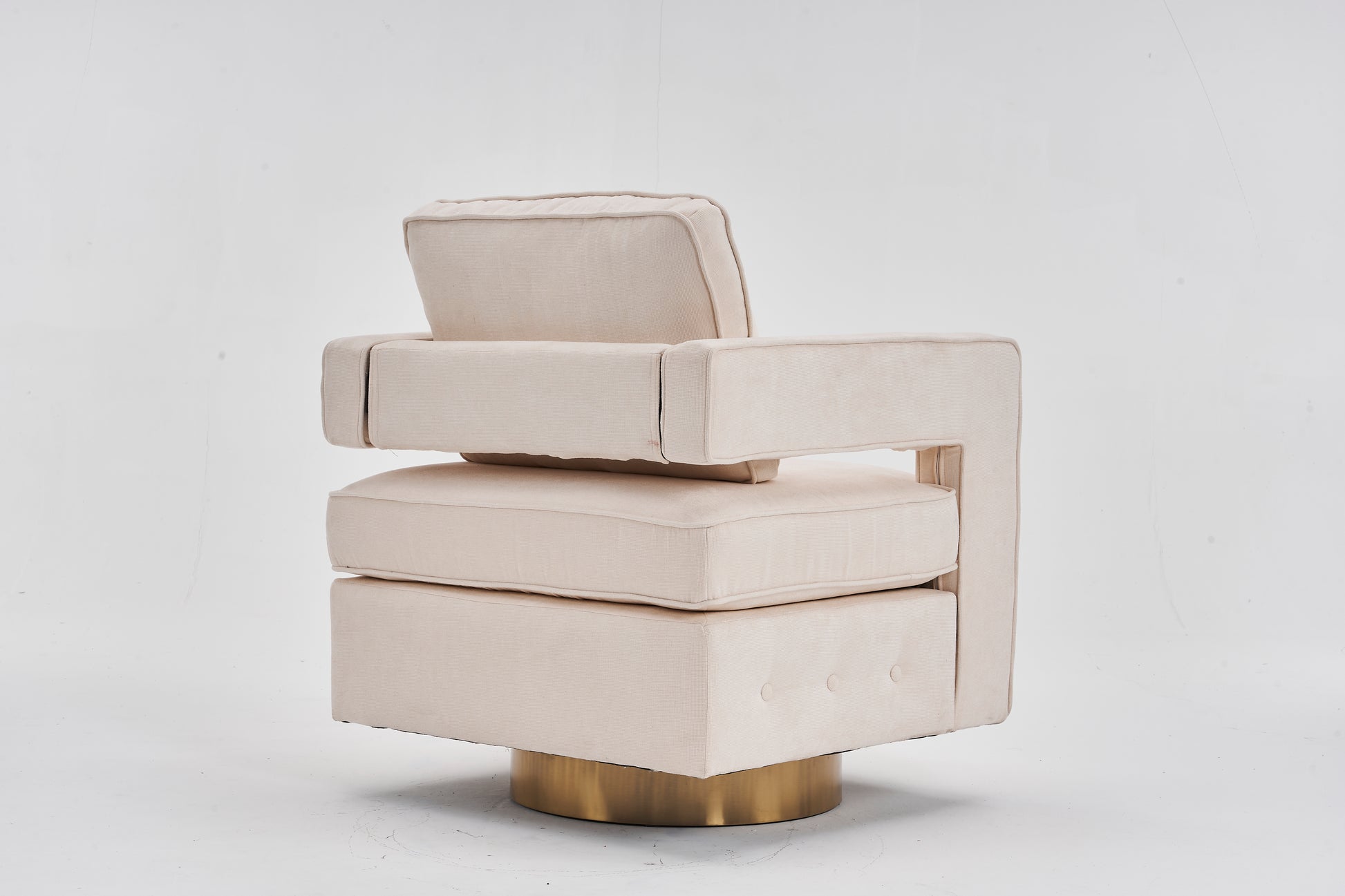 Swivel Barrel Chair For Living Room,360 Degree Swivel Club Modern Accent Single Sofa Chair, Small Leisure Arm Chair For Nursery, Hotel, Bedroom, Office Beige Primary Living Space Modern Linen