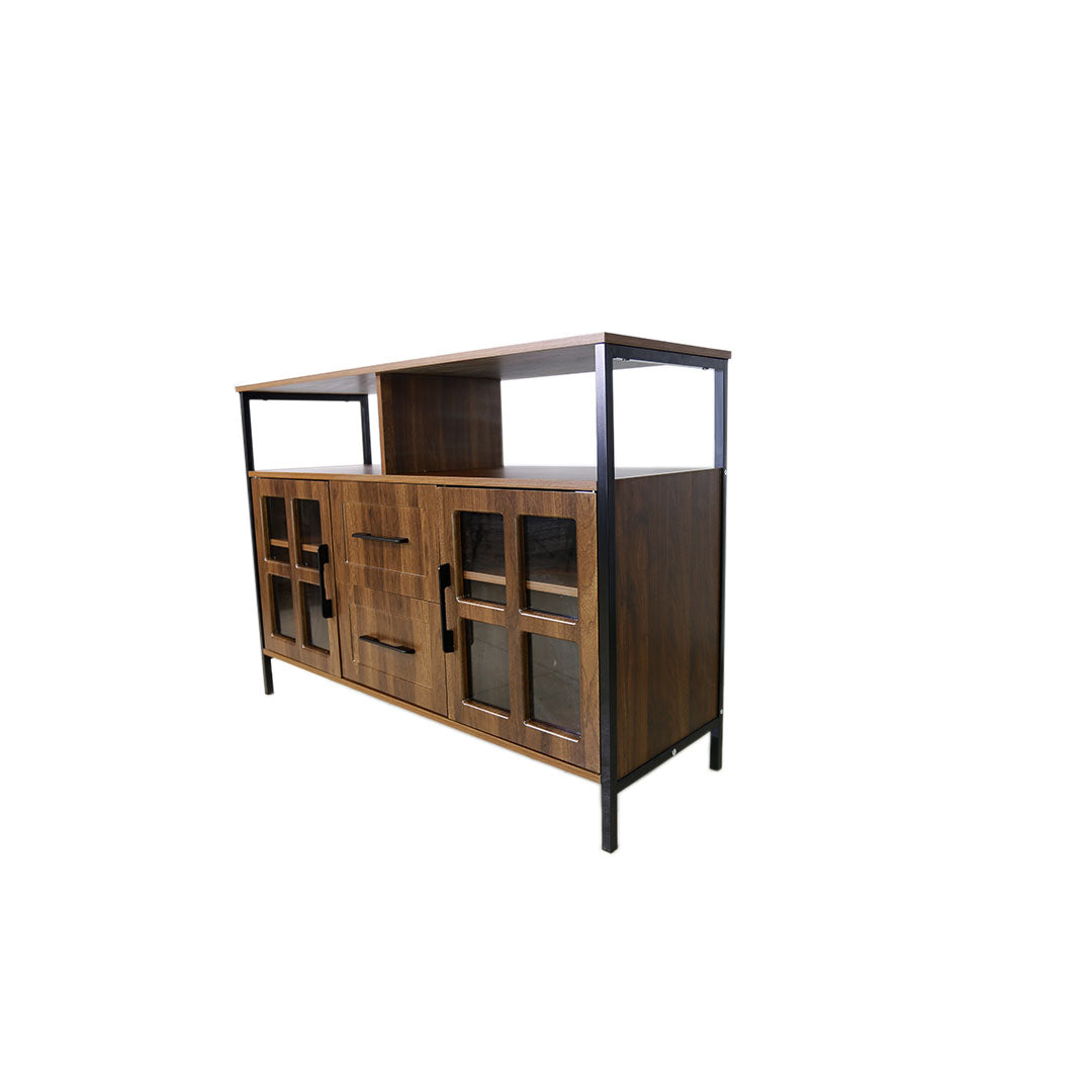 Living Room Shelves, With Two Storage Rooms, Storage Box, Modern Kitchen Utensils Cabinet, Self Service Wooden Storage Cabinet, Corridor Dining Room Transparent Glass Cabinet Brown Particle Board