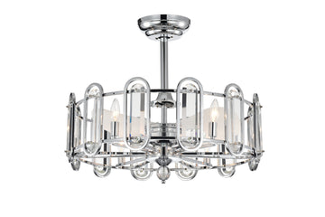 Dia 26 Inch Crystal Chandelier Ceiling Fan Vintage Fandelier Flush Mounted Invisible For Bedroom Dining Room Living Room Kitchen Farmhouse Entry, Chrome Chrome American Design,American Traditional,Retro,Traditional,Vintage Crystal Iron