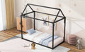 Metal House Shape Platform Bed, Twin Black Metal