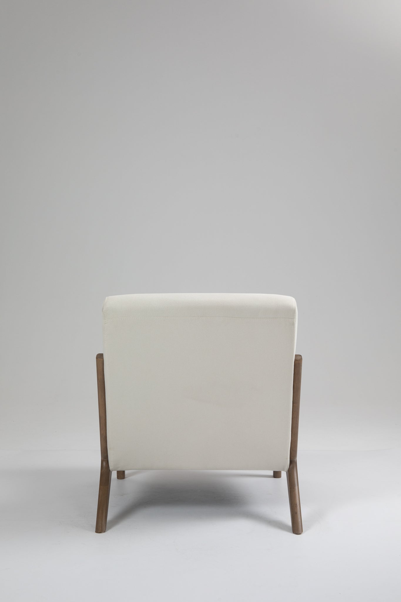 Mid Century Modern Accent Chair with Wood Frame white-cotton-pu leather