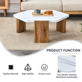 Modern Practical Mdf Coffee Table With White Tabletop And Wooden Toned Legs. Suitable For Living Rooms And Guest Rooms. White Mdf