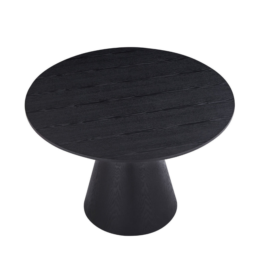 47.24'' Round Dining Table, Modern Kitchen Table Circular Mdf Finish Tabletop For Leisure Coffee Table ,Black Black Mdf