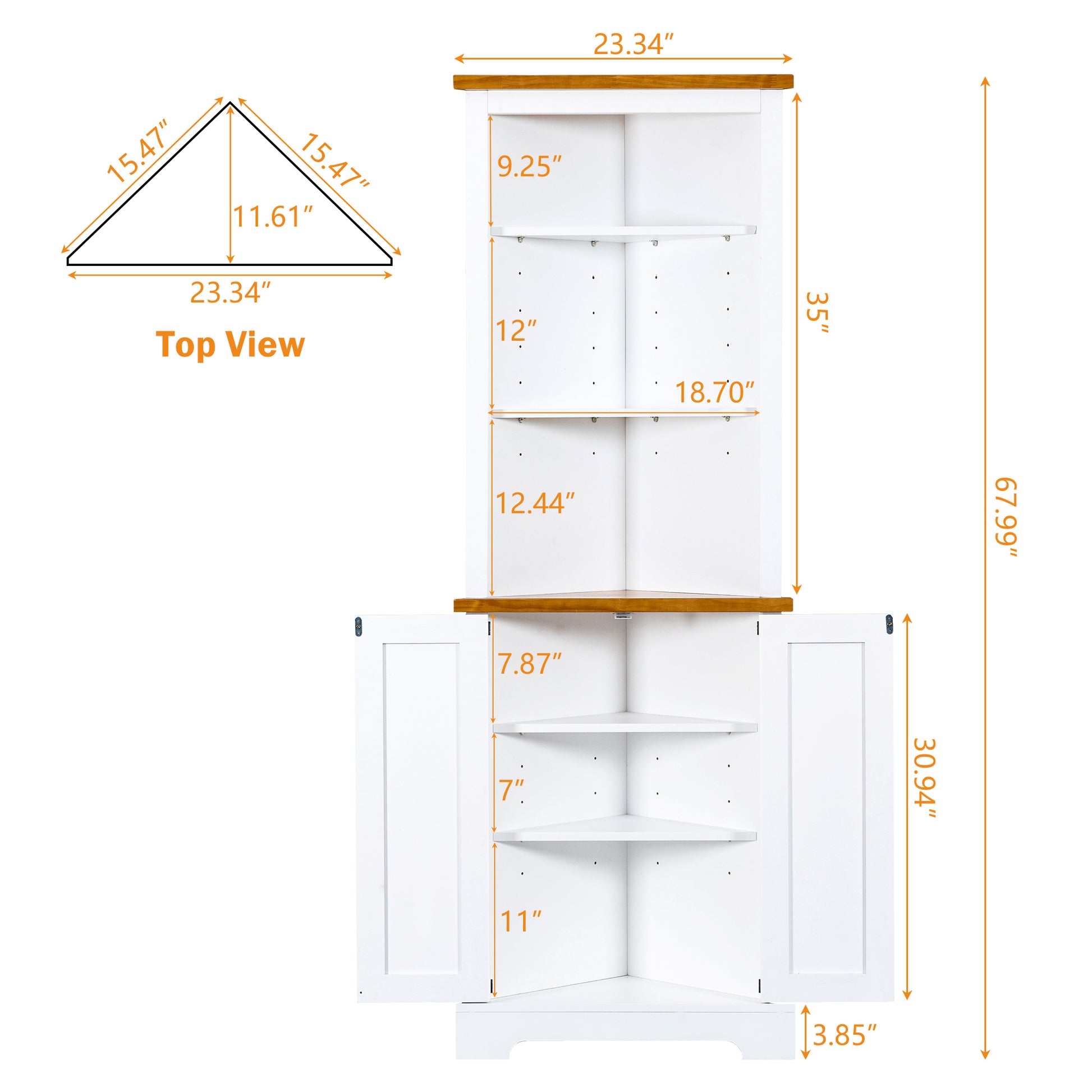 Corner Cabinet Dresser Cabinet Barcabinet Corner Bathroom Cabinet With 2 Doors And 3 Tier Shelves Free Standing Corner Storage Cabinet For Bathroom, Living Room, Bedroom Or Kitchen ,Color:White Brown 5 Or More Spaces Antique White Primary Living Space