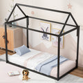 Metal House Shape Platform Bed, Twin Black Metal