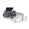 Outdoor Wood Chicken Coop With Wire Mesh Run, Nesting Boxes, Large Poultry House For 3 4 Chickens, Gray And Black Black Gray Metal & Wood