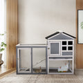 Indoor Outdoor Rabbit Hutch, Bunny Cage With Run, Pull Out Tray, Guinea Pig House For Small Animals, Gray Gray Metal & Wood